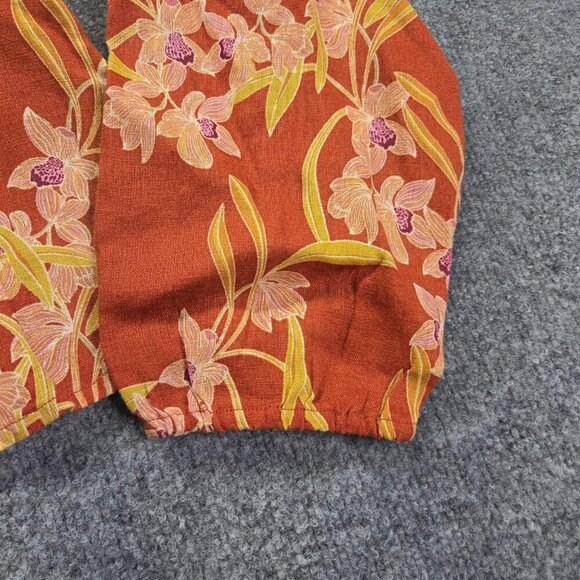 Rachel Zoe Blouse Womens Medium Floral Long Sleeve Boho Top Linen - Picture 3 of 8